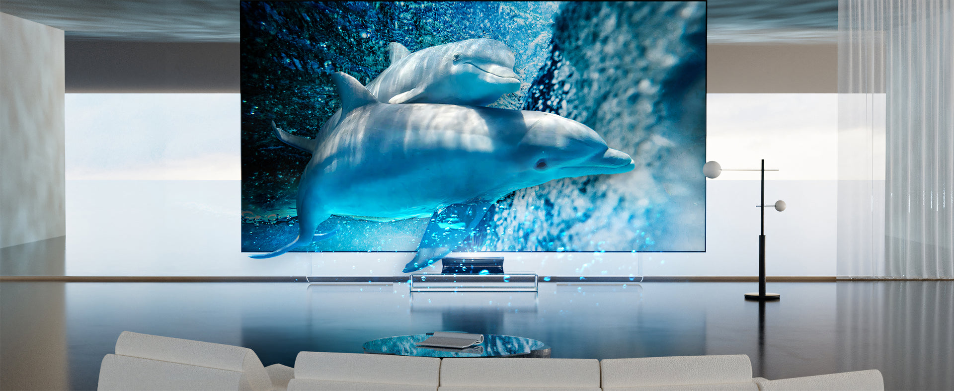 AWOL Vision LTV-3000 Pro provides an immersive 3D movie experience, surpassing IMAX 3D with vivid underwater dolphin imagery.