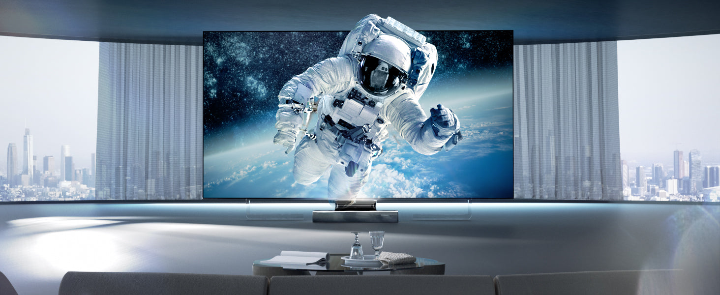 A movie adventure awaits with AWOL Vision Laser projector 3D capabilities, offering a better than IMAX 3D experience visualized by an astronaut's spacewalk.