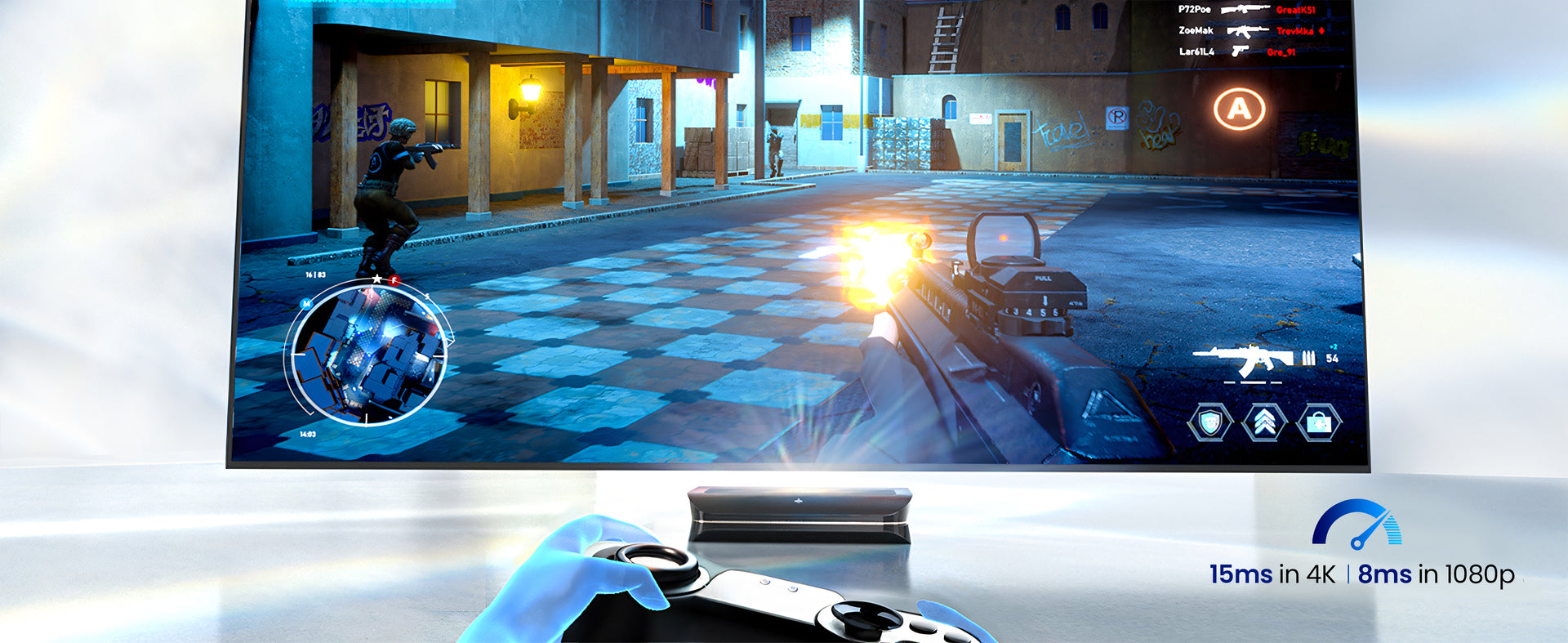 Experience seamless gaming with AWOL Vision LTV-3500 Pro’s 8ms lag in 1080p and 15ms in 4K, ensuring every action is in real-time.