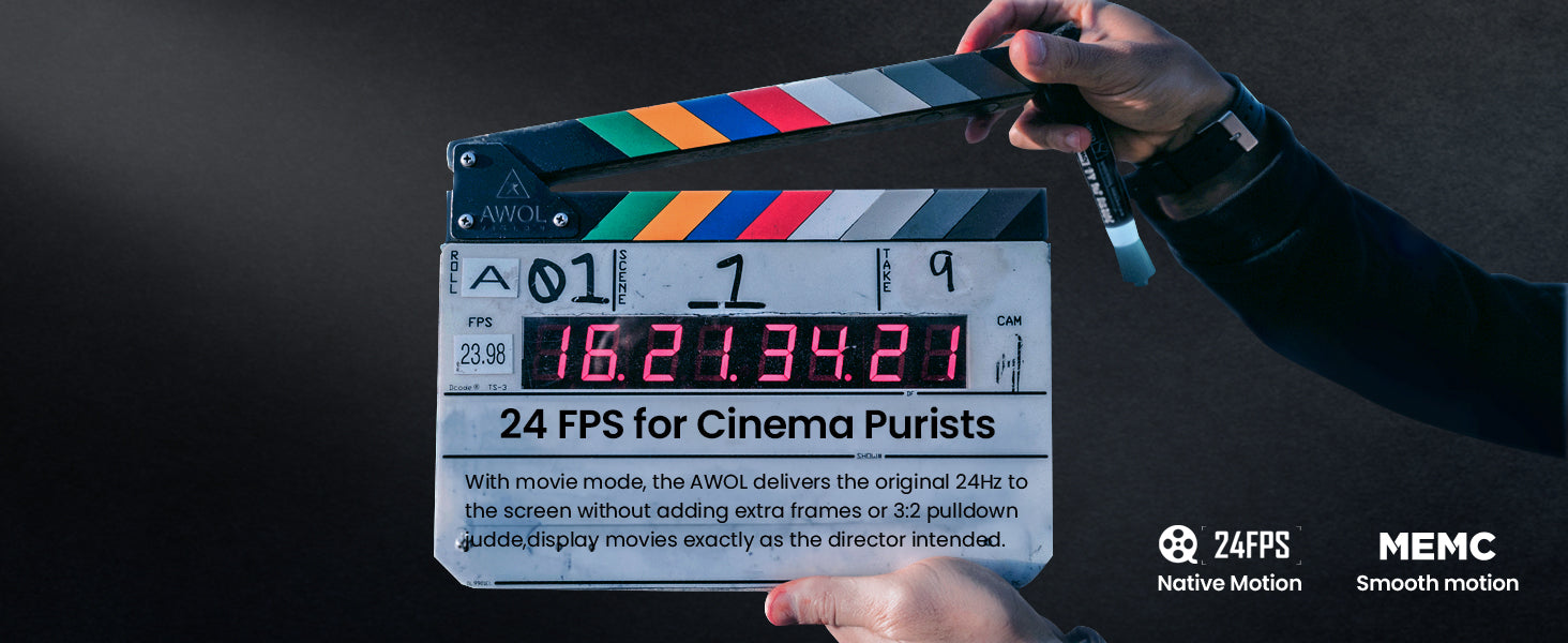 AWOL Vision movie mode can deliver the original 24fps to the screen without adding extra frames, totally the director conveys.
