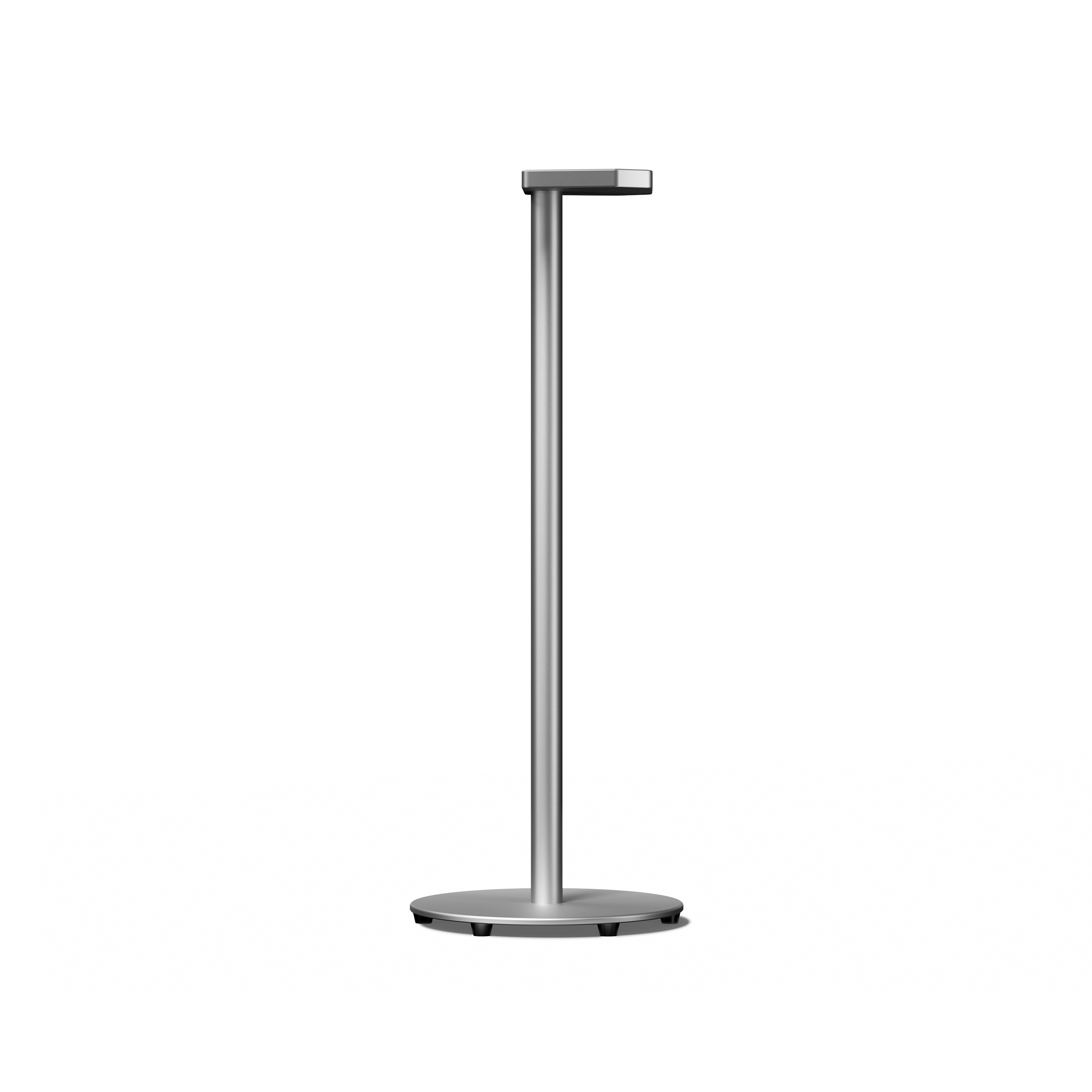 Side view of AWOL ThunderBeat floor speaker stand showing slim aluminum pole and stable round base.