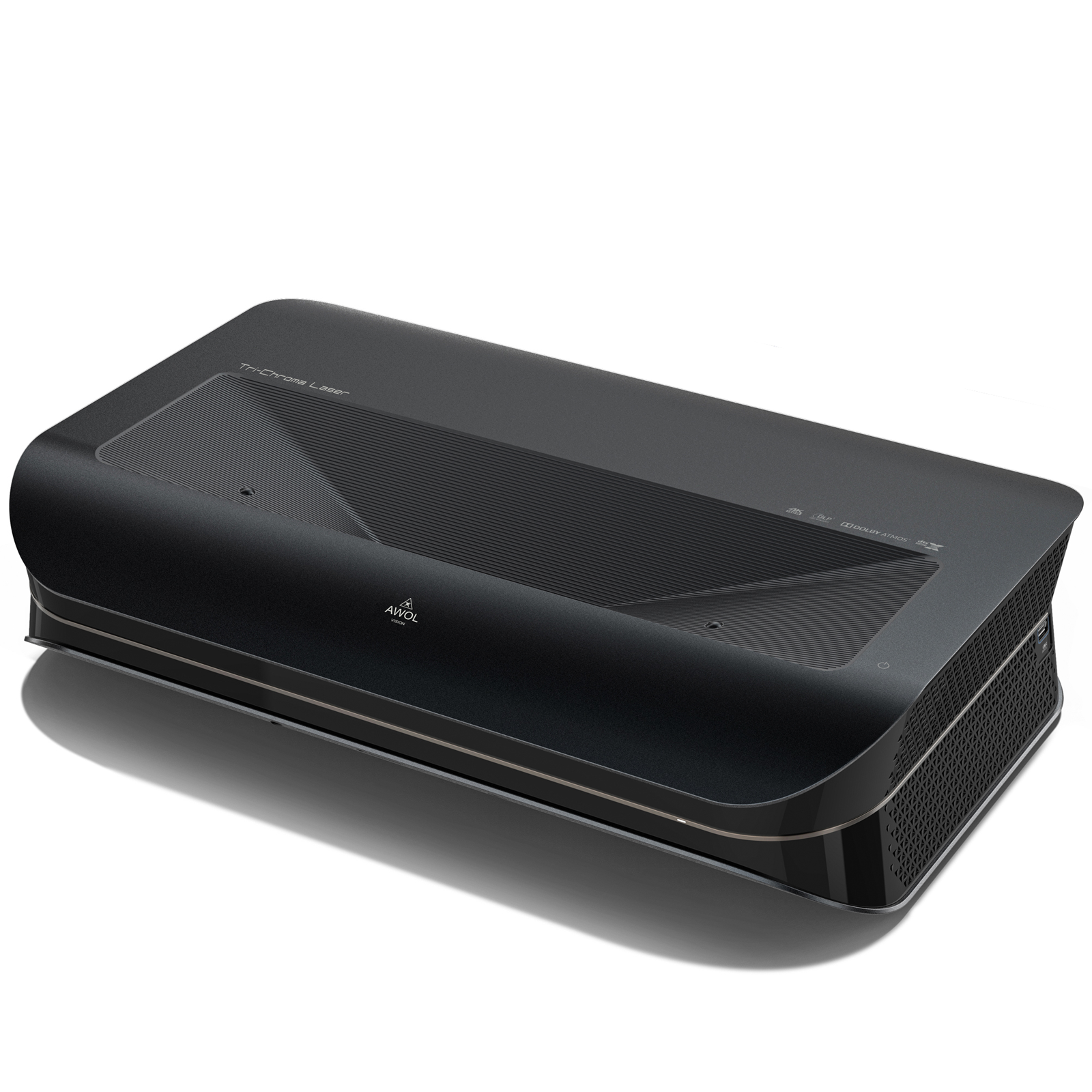 Side view of LTV-3000 Pro 4K UHD triple laser projector highlighting its ultra short throw design.